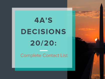 4A's Decisions 20/20: Complete Contact List